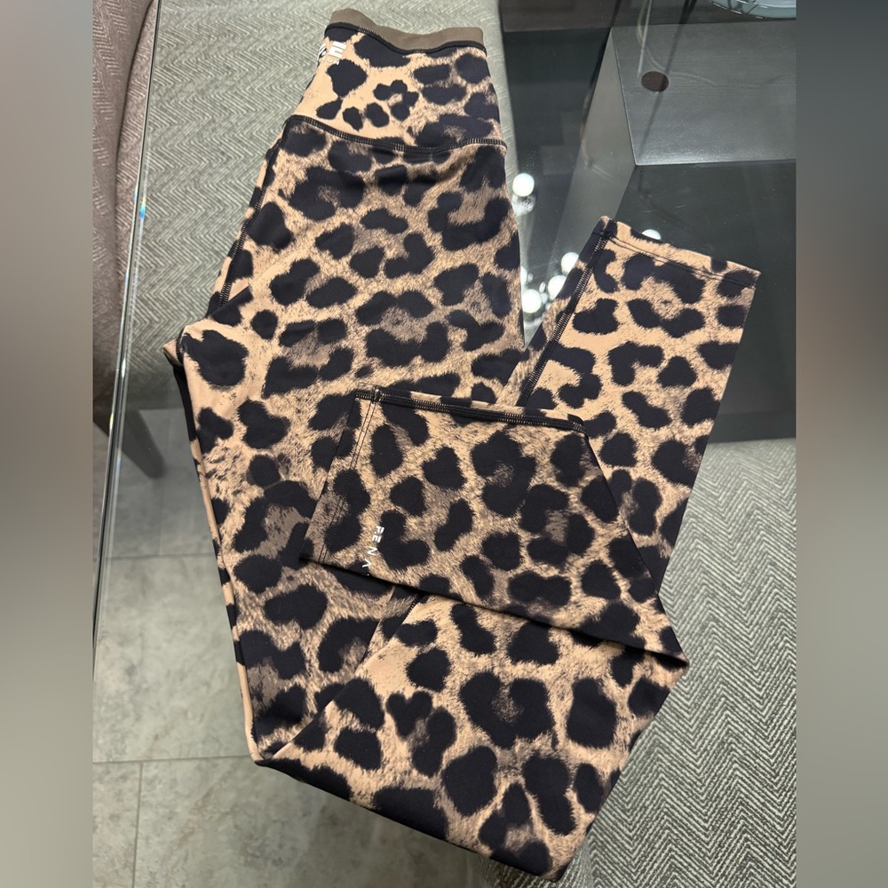 P.E. NATION Leopard Print Leggings - Black and Tan Animal Print, Size small